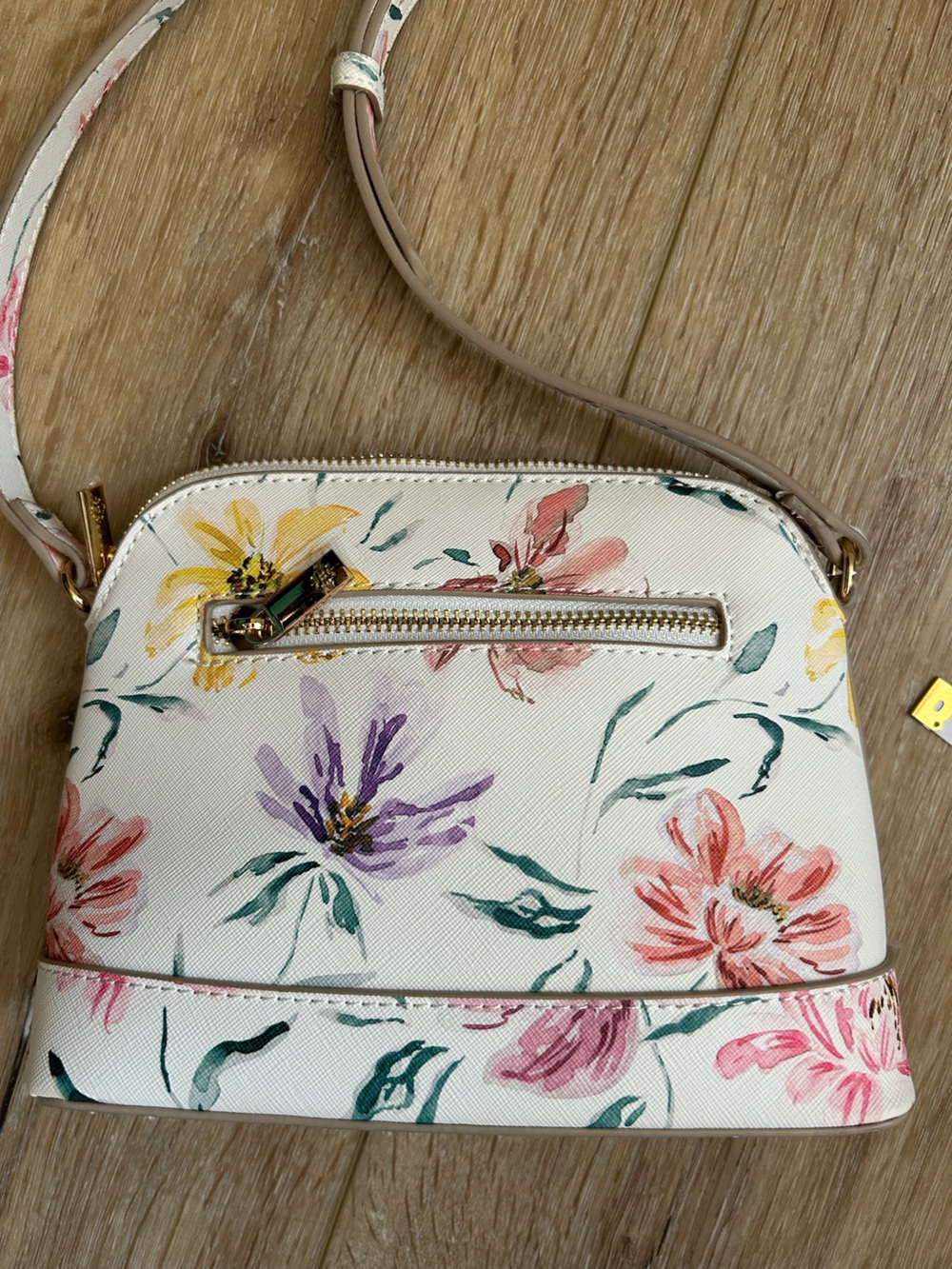 Nanette Lepore White Floral Crossbody with Pink, Purple & Yellow Blooms - Picture 7 of 7